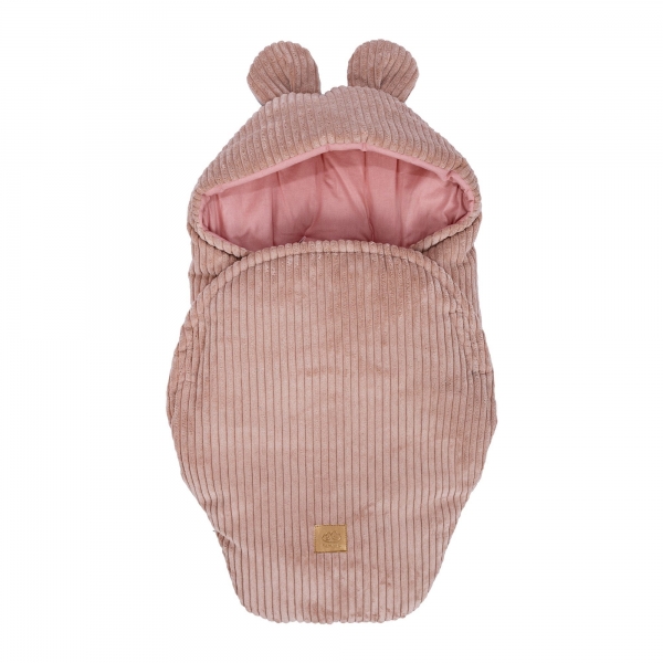 MeowBaby Einschlagdecke Cord mit Bärenohren – Ästhetik powder pink