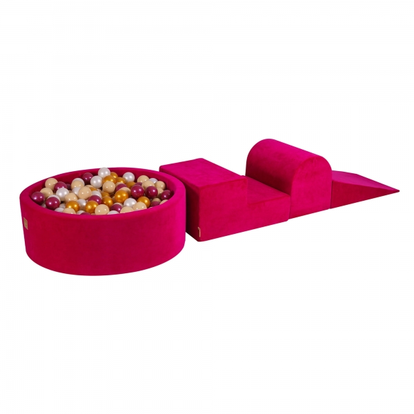 MeowBaby Schaumspielset VELVET magenta mit Bällebad und 200 Bälle zum selber Gestalten