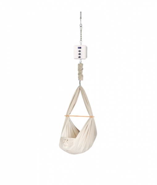 QOOKIE Swing Federwiege mit Motor Cube und Deckenbefestigung - creme