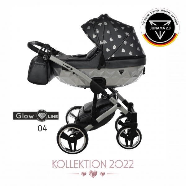 JUNAMA Kombi Kinderwagen GLOW 04 2.0 - anthrazit/silber