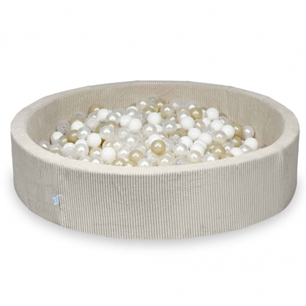 MiMii Bällebad 130x30cm Cord ivory beige mit 600 Bällen zum selber Gestalten nach Wunsch