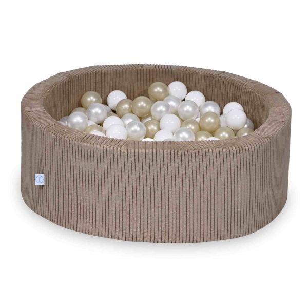 MiMii Bällebad 90x30cm Cord toffee brown mit 200 Bällen zum selber Gestalten nach Wunsch