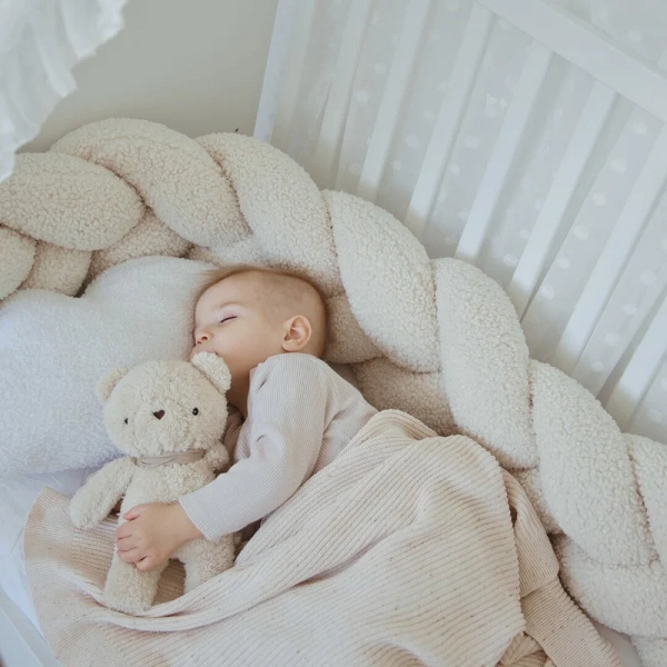 MeowBaby Geflochtene Bettschlange Bearly, 1,5 m - beige/creme