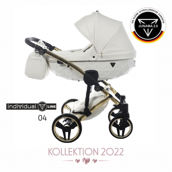 JUNAMA Kombi Kinderwagen INDIVIDUAL 04 2.0 - weiß/gold