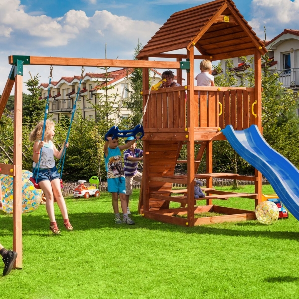 FUNGOO Joy Move+ - Klettergerüst mit Schaukel und Rutsche