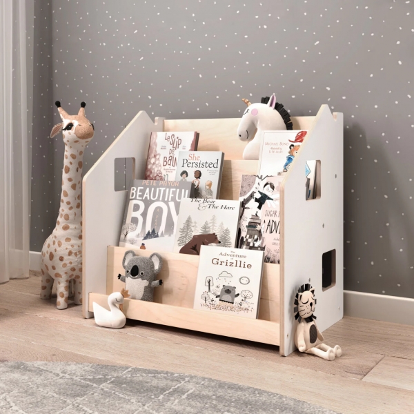 BusyKids Montessori Bücherregal für Kinder - weiß