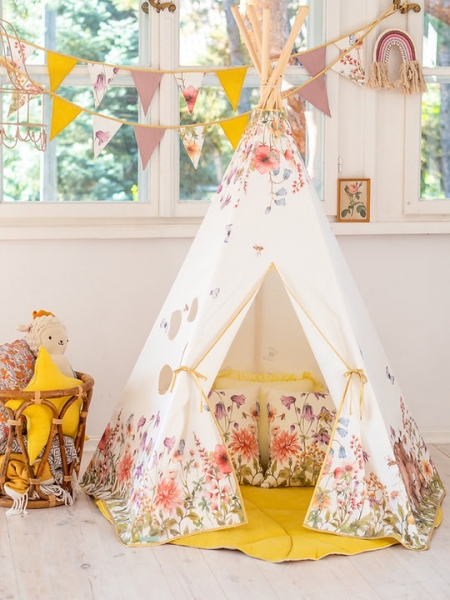 MOI MILI Tipi-Zelt mit Aufdruck - Wildblumen