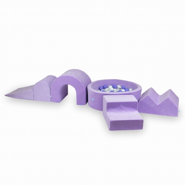 MiMii Schaumspielset XXL VELVET Soft violett mit Bällebad 90x40 cm und 300 Bällen zum Gestalten