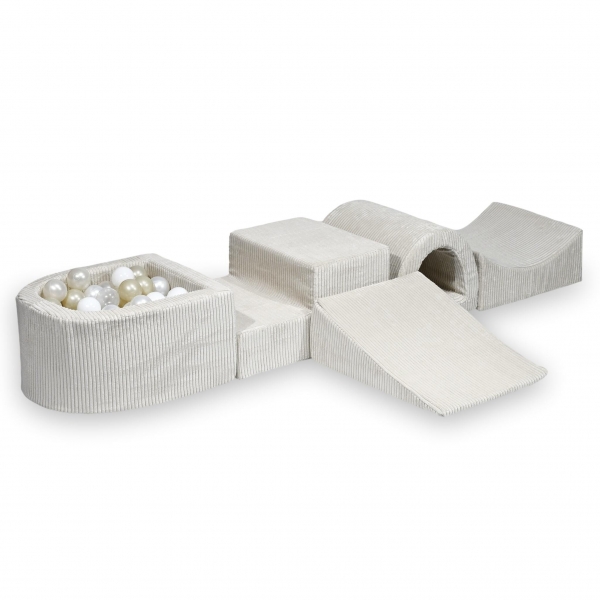 MiMii Schaumspielset II Cord ivory beige mit Bällebad und 100 Bälle zum selber Gestalten