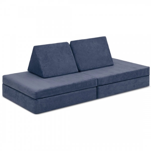 LINODINO Spielsofa Chenille Abenteuerplatz - Drachenschuppen Blau