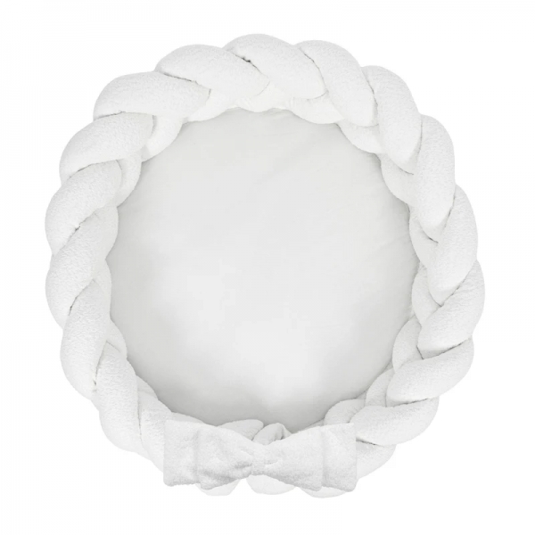 MeowBaby Babynestchen mit geflochtener Bettschlange Bouclé, rund - creme/weiß