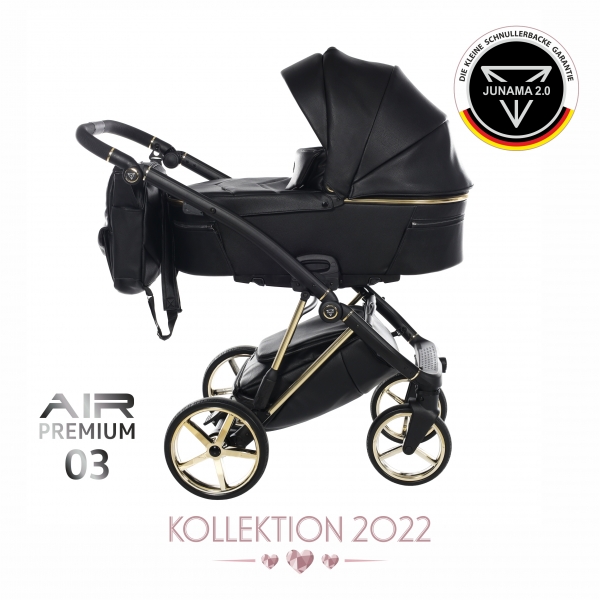 JUNAMA Kombi Kinderwagen AIR PREMIUM 03 2.0 - schwarz/gold