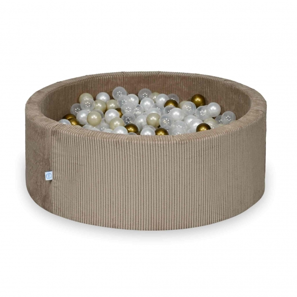 MiMii Bällebad 110x40cm Cord toffee brown mit 500 Bällen zum selber Gestalten nach Wunsch