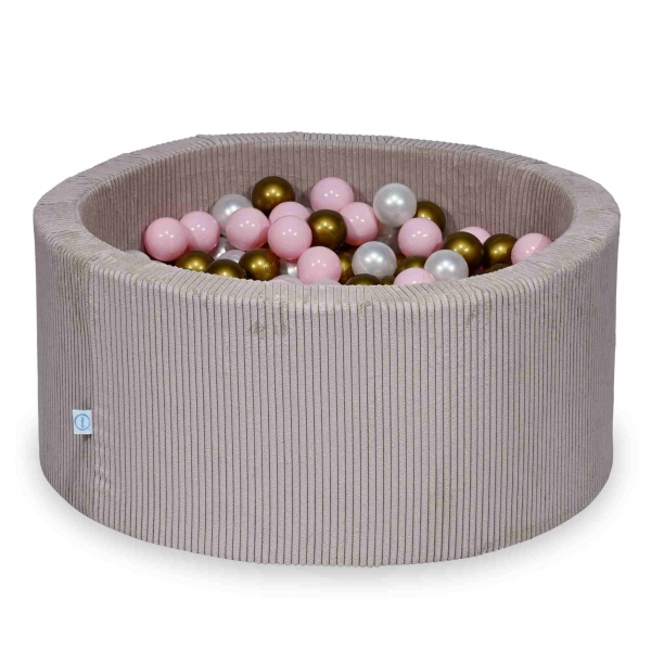 MiMii Bällebad 90x40cm Cord misty rose mit 300 Bällen zum selber Gestalten nach Wunsch