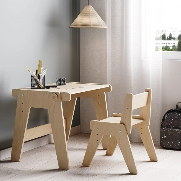 BusyKids Mitwachsender Tisch &amp; Stuhl für Kleinkinder - Naturholz