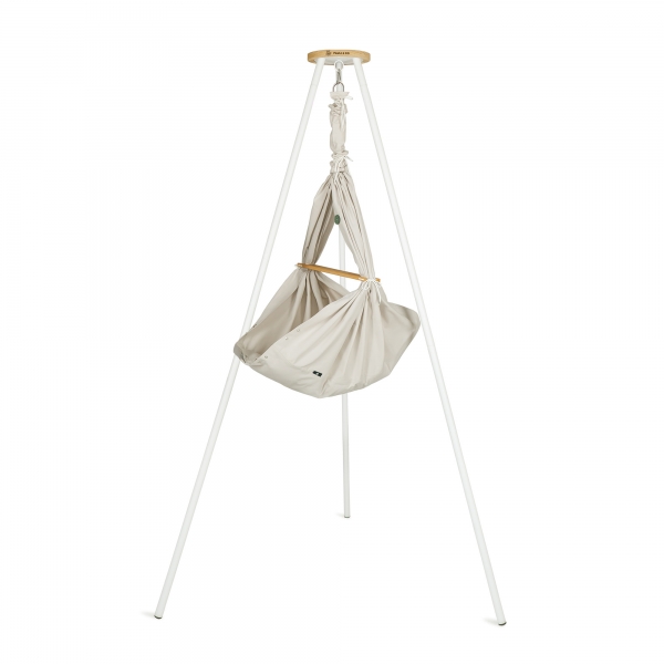 PAULI &amp; CO Federwiegen-Set Baby &amp; Gestell Tripod SMART weiß - Taupe