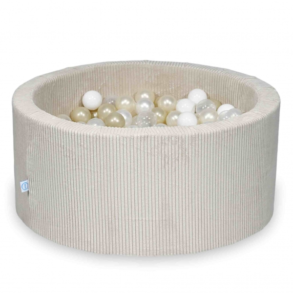 MiMii Bällebad 90x40cm Cord ivory beige mit 300 Bällen zum selber Gestalten nach Wunsch